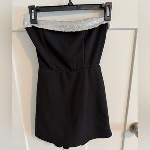 Lucy in the Sky, Black and Silver strapless romper- size XS
NWOT